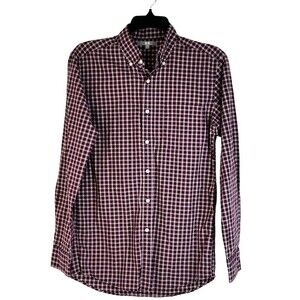 UNIQLO MEN'S L/S BUTTON UP  PLAID SHIRT PURPLE PLAID COTTON SIZE XS LIGHT WEIGHT